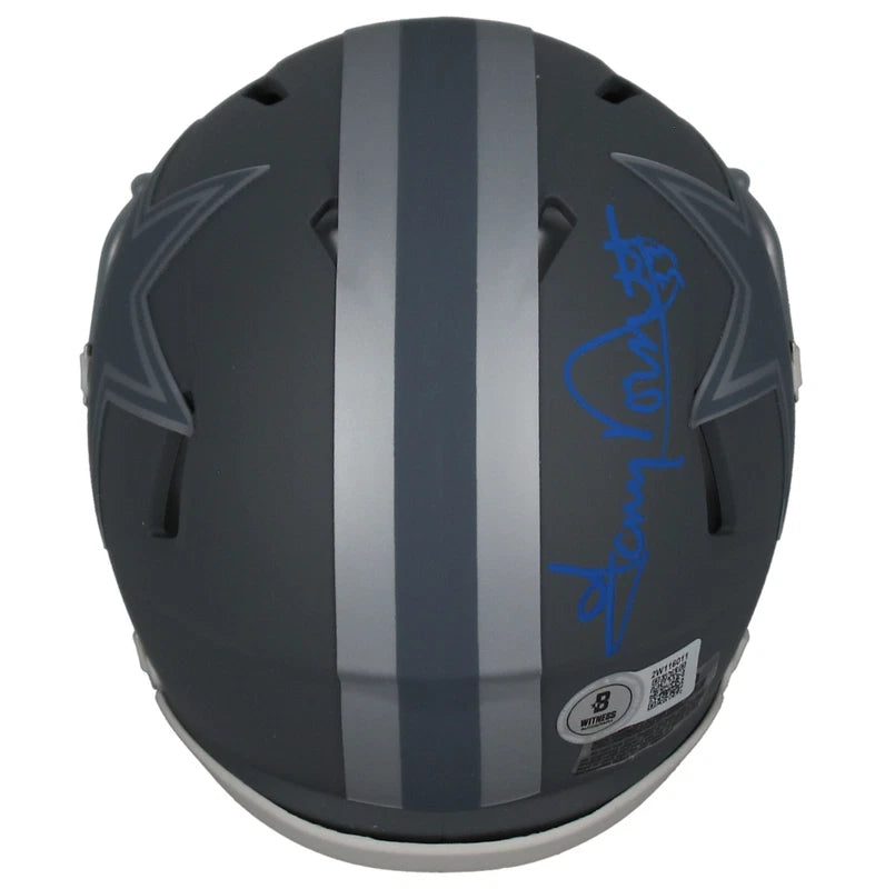 Tony Dorsett Autographed Dallas Cowboys Slate Speed Mini Helmet Beckett Witnessed