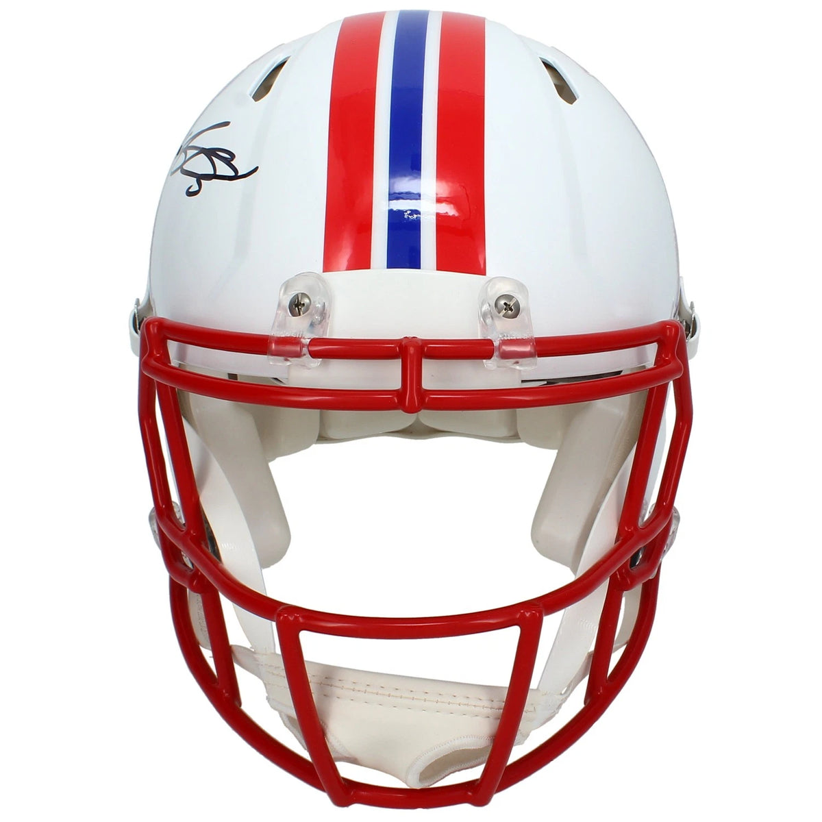 A.J. Brown Autographed New England Patriots 1990-92 Throwback Speed Authentic Helmet Beckett Witnessed