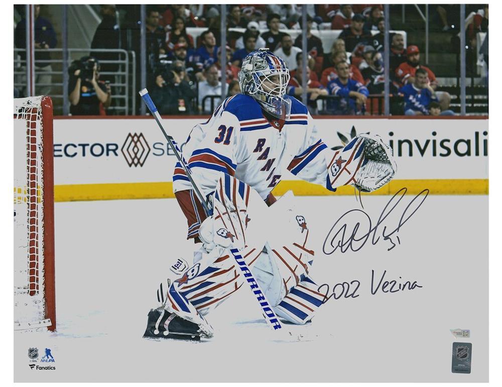 IGOR SHESTERKIN Autographed/Inscribed "2022 VEZINA" New York Rangers 16" x 20" Photograph FANATICS