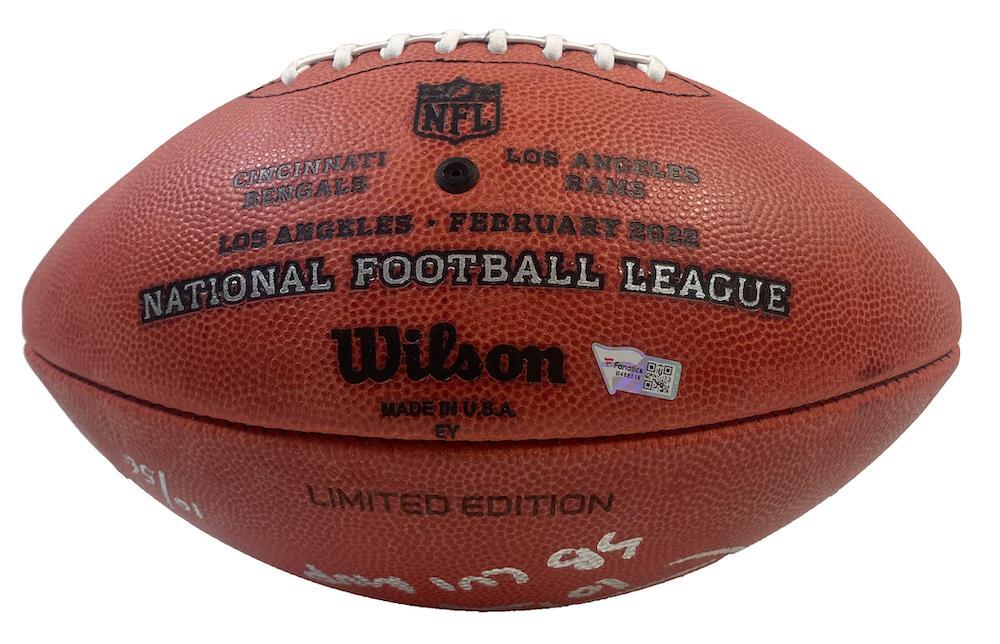 COOPER KUPP Autographed/Inscribed "SB LVI MVP" Los Angeles Rams SB LVI Champions Logo Wilson Duke Authentic Football FANATICS LE 10/56