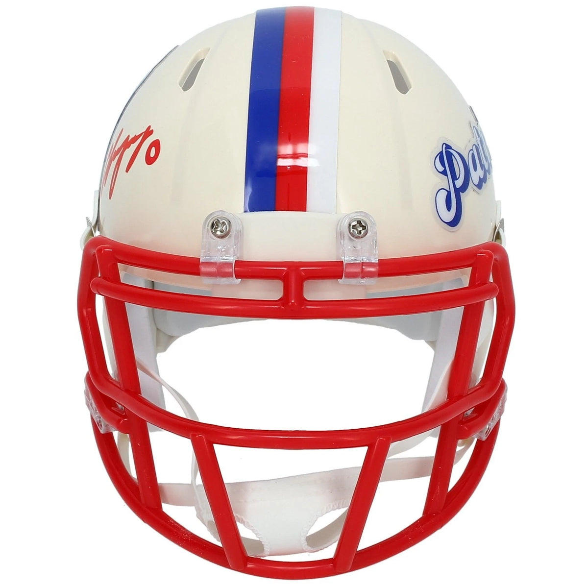 Christian Gonzalez Autographed New England Patriots RETRO Speed Mini Helmet Beckett Witnessed