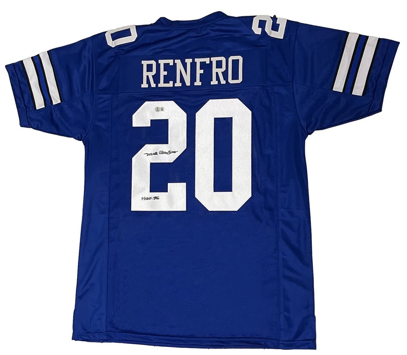 Mel Renfro Autographed/Inscribed "HOF '86" #20 Royal Blue Throwback Custom Jersey Beckett Witnessed