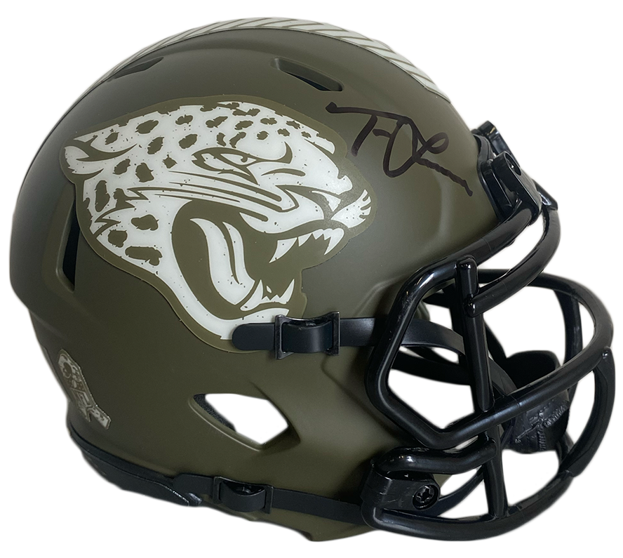 Trevor Lawrence Autographed Jacksonville Jaguars 2022 Salute to Service Speed Mini Helmet Fanatics