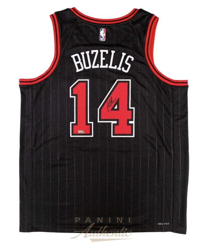Matas Buzelis Autographed Chicago Bulls Black Jordan Brand Statement Edition Swingman Jersey Panini