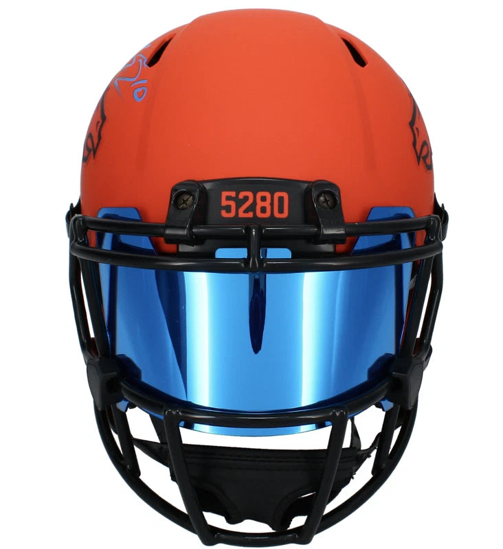 Bo Nix Autographed Denver Broncos RAVE Speed Authentic Helmet with Visor Beckett Witnessed