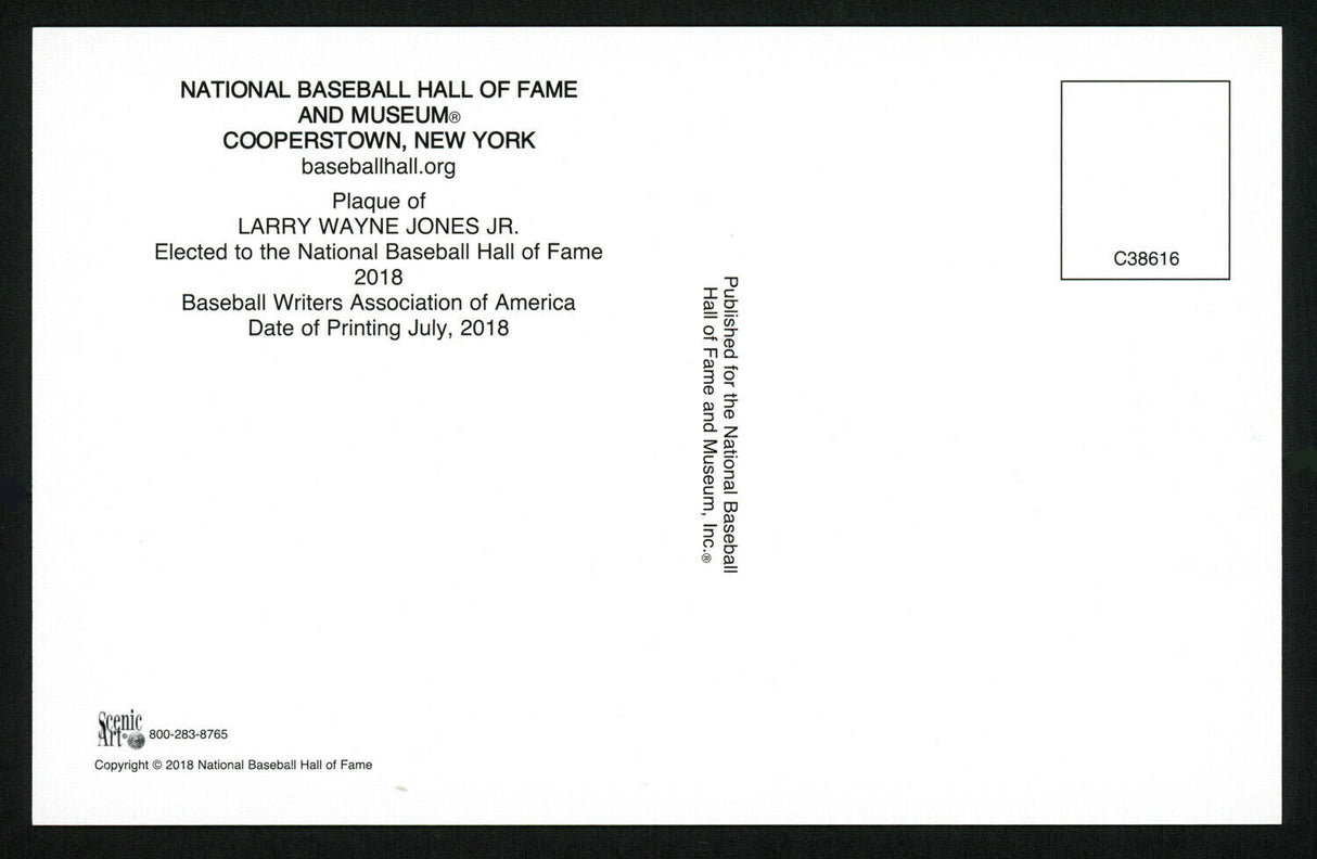 Chipper Jones Autographed HOF Plaque Postcard Atlanta Braves Stock #150326