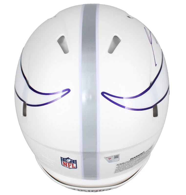 Sam Darnold Autographed Minnesota Vikings White 2024 Alternate Speed Authentic Helmet Fanatics