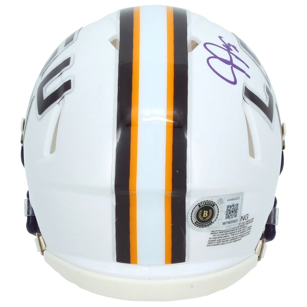 Justin Jefferson Autographed LSU Tigers White Speed Mini Helmet Beckett Witnessed