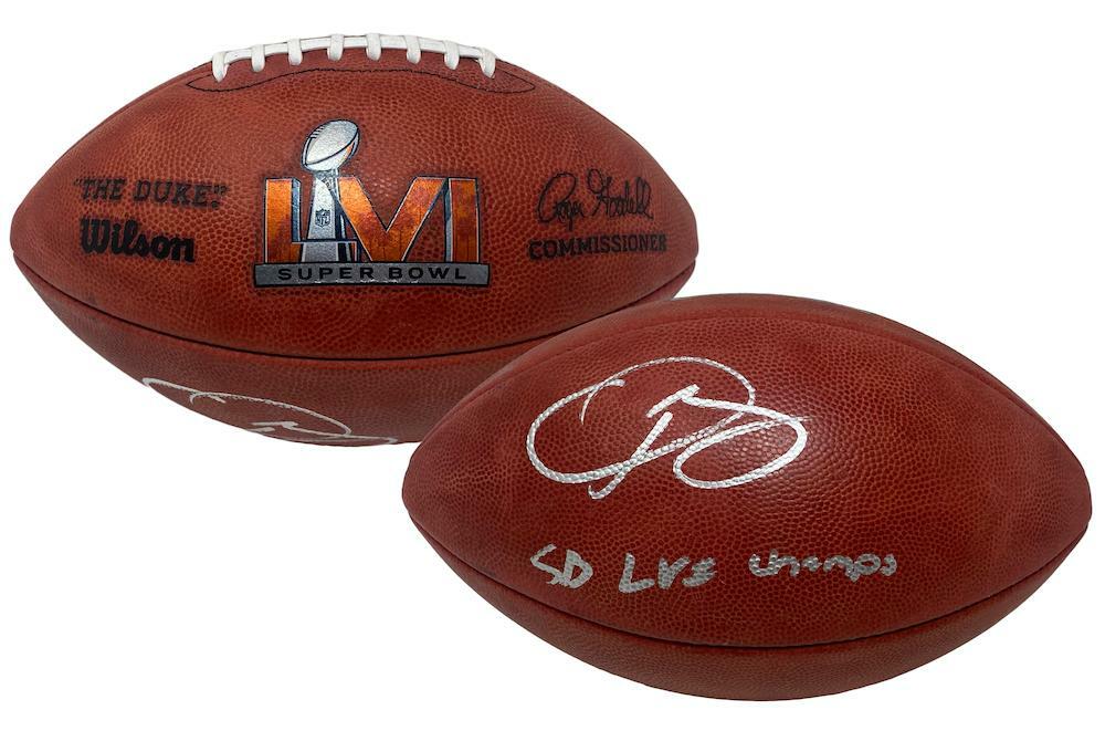ODELL BECKHAM JR. Autographed/Inscribed "SB LVI Champs" Los Angeles Rams SB LVI Champs Logo Official Wilson Duke Football FANATICS