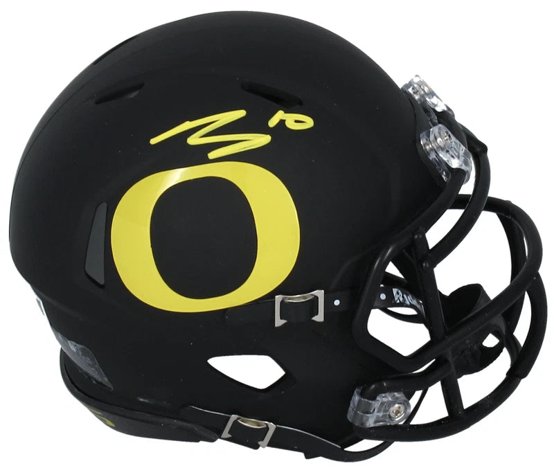 Bo Nix Autographed Oregon Ducks Black Matte Speed Mini Helmet Fanatics
