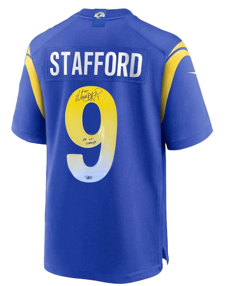 MATTHEW STAFFORD Los Angeles Rams Super Bowl LVI Champions Autographed Nike Game Jersey with "SB LVI Champs" Inscription FANATICS