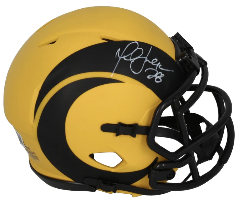 Marshall Faulk Autographed Rams RAVE Speed Mini Helmet Beckett Witnessed