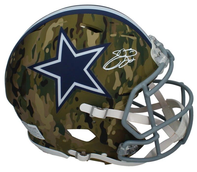 Emmitt Smith Autographed Dallas Cowboys CAMO Speed Authentic Helmet Beckett Witnessed