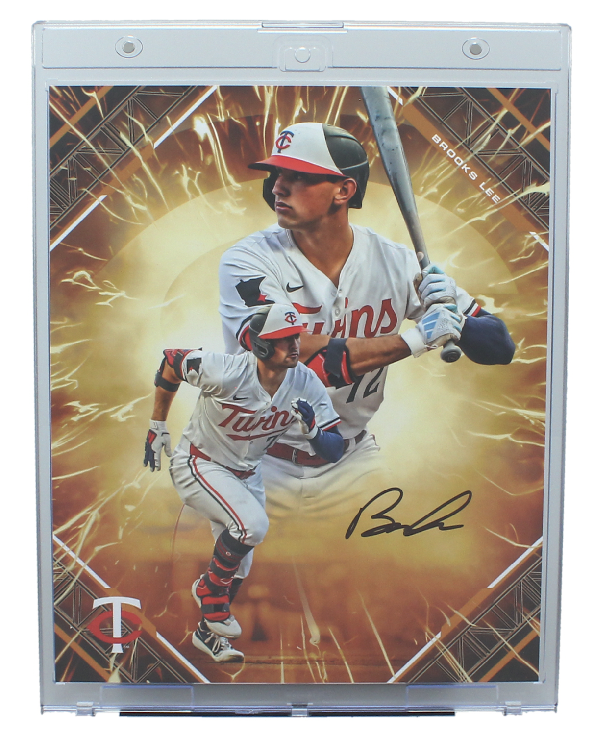 Brooks Lee Autographed Minnesota Twins 20215 MLB Emanate 8" x 10" Orange Variant LE 25/25 Fanatics