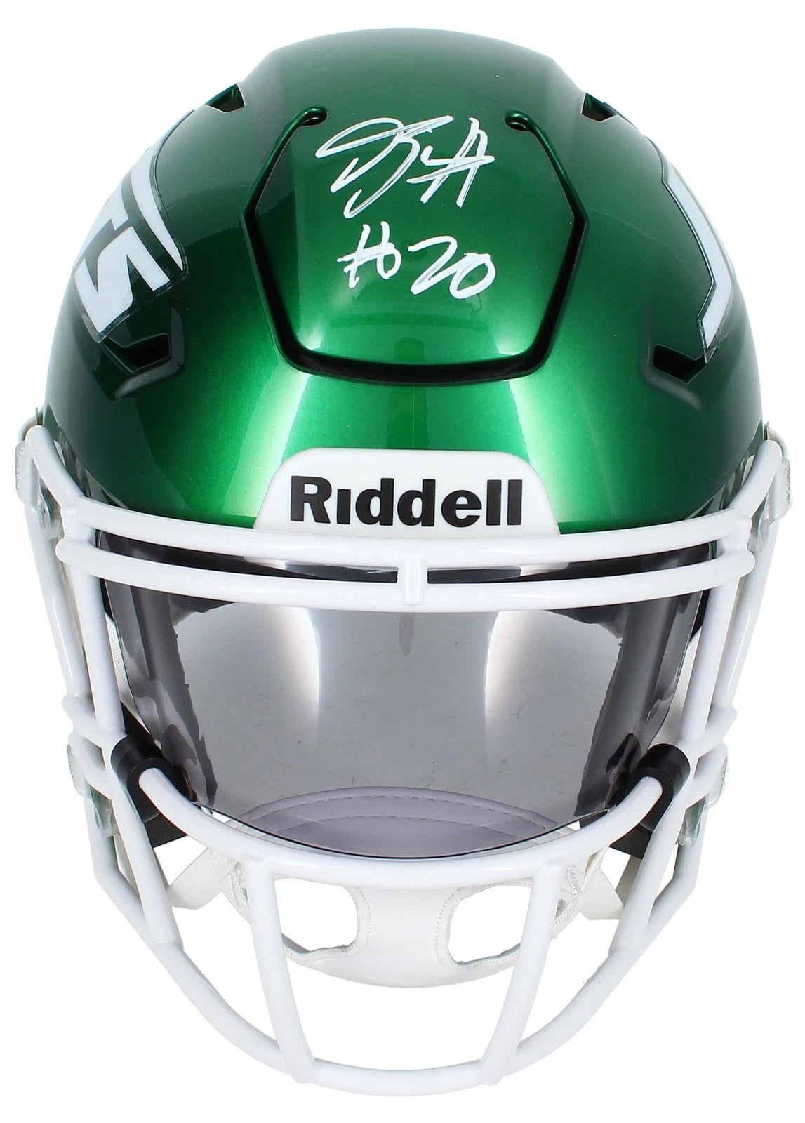 Breece Hall Autographed New York Jets Speedflex Midi Helmet Beckett Witnessed