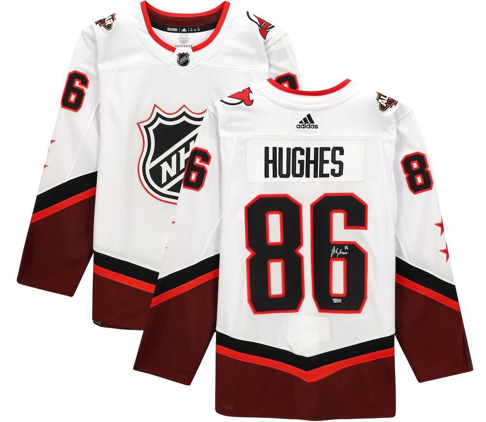 JACK HUGHES Autographed 2022 NHL All-Star White Adidas Jersey FANATICS