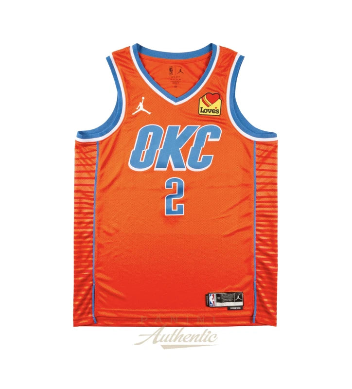 Shai Gilgeous-Alexander Auto/Ins OKC Orange Nike Swingman Jersey Panini LE 25
