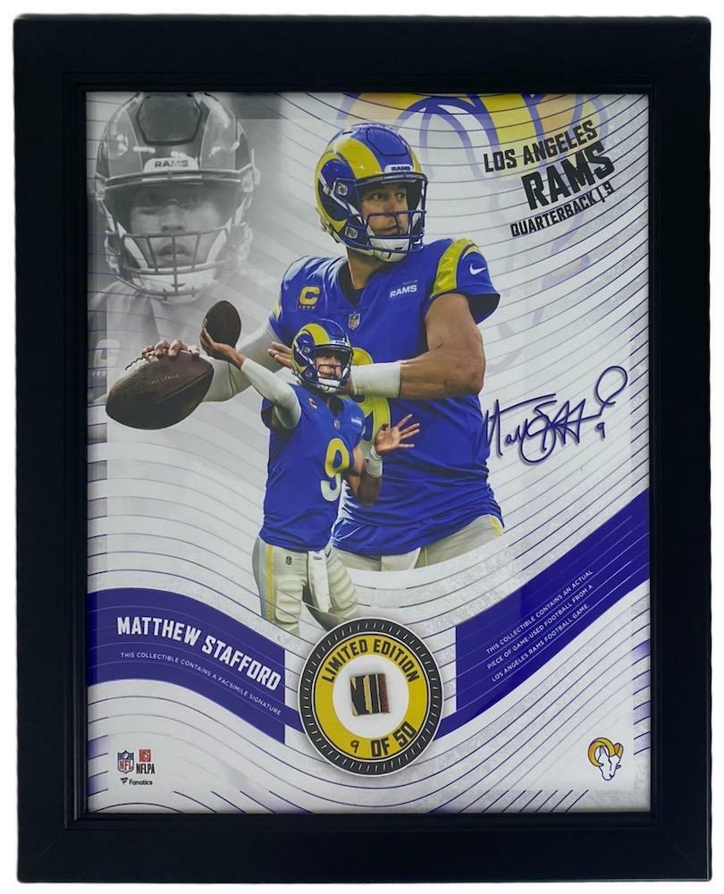 MATTHEW STAFFORD Framed Los Angeles Rams 15" x 17" Game Used Football Collage LE 9/50
