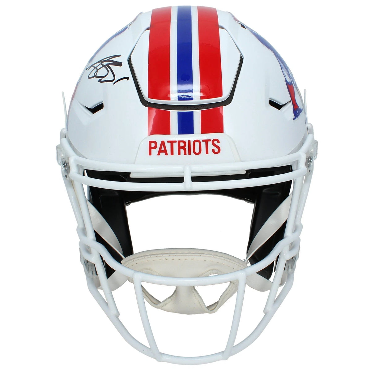A.J. Brown Autographed New England Patriots 1982-89 Throwback Speedflex Authentic Helmet Beckett Witnessed