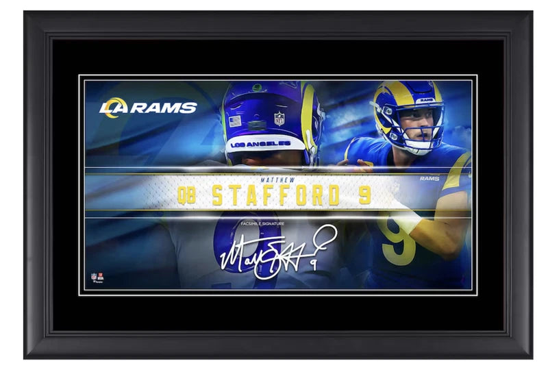 Matthew Stafford Los Angeles Rams Facsimile Signature Framed 10" x 18" Player Nameplate Collage Fanatics