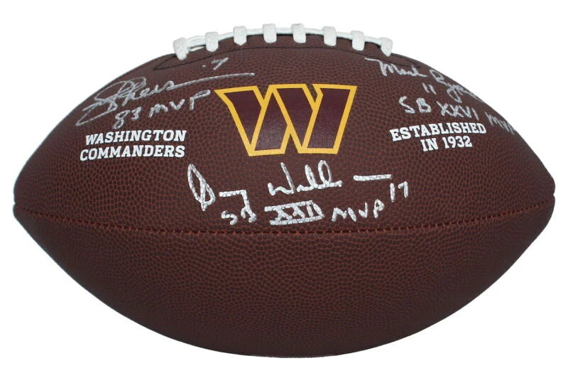 Joe Theismann/Doug Williams/Mark Rypien Triple-Inscribed Washington Commanders Wilson Super Grip Logo Football Beckett Witnessed