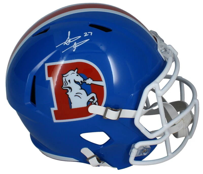 Steve Atwater Autographed Denver Broncos 1975-96 Throwback Speed Full Size Helmet Beckett Witnessed