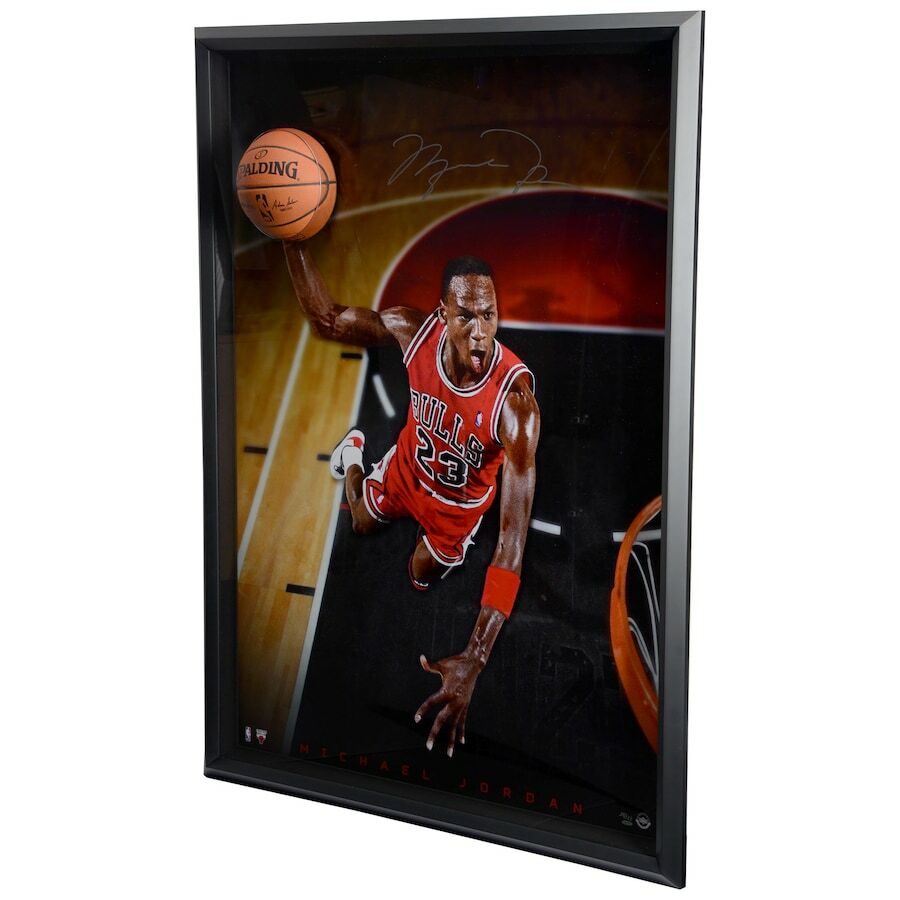 MICHAEL JORDAN Autographed Chicago Bulls Framed 44" x 60" Cleared for Departure Breaking Through Photograph - Upper Deck Limited Edition 123 of 123 FANATICS