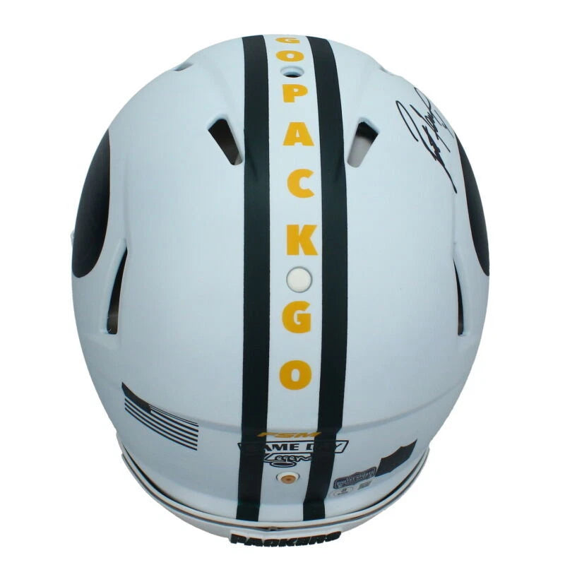 Brett Favre Autographed Green Bay Packers GDL/FSM Custom Painted White/Green Speed Authentic Helmet Radtke/Beckett