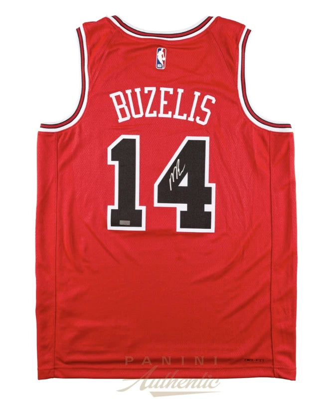 Matas Buzelis Autographed Chicago Bulls Red Nike Icon Edition Swingman Jersey Panini