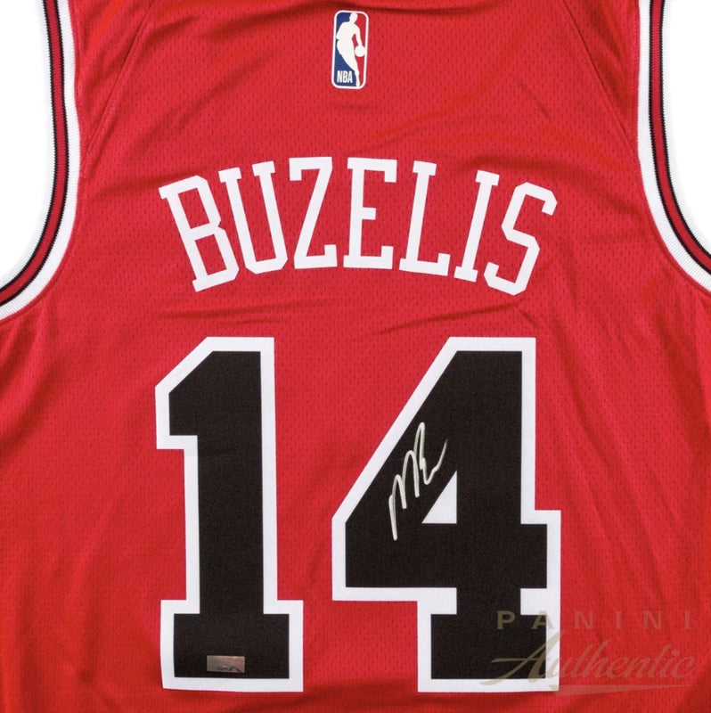 Matas Buzelis Autographed Chicago Bulls Red Nike Icon Edition Swingman Jersey Panini