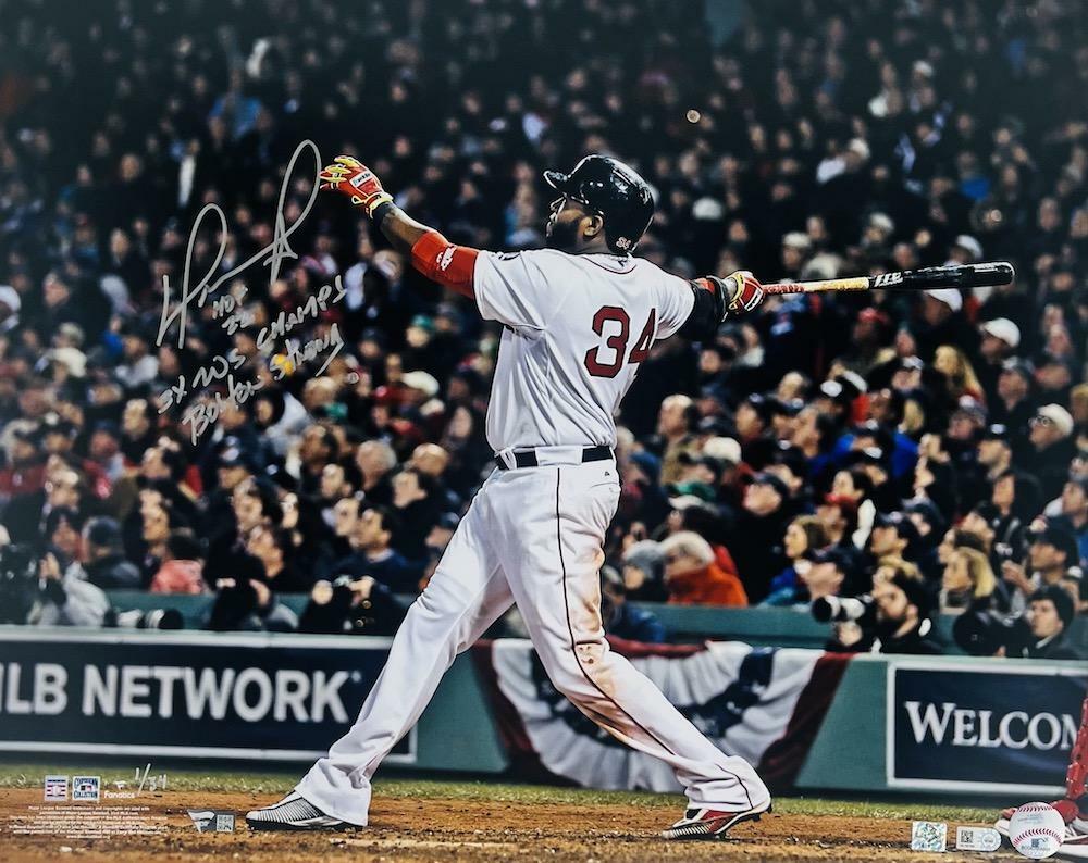 DAVID ORTIZ Autographed/Multi-Inscribed Boston Red Sox "Swinging" 16" x 20" Photograph LE 1/34 FANATICS