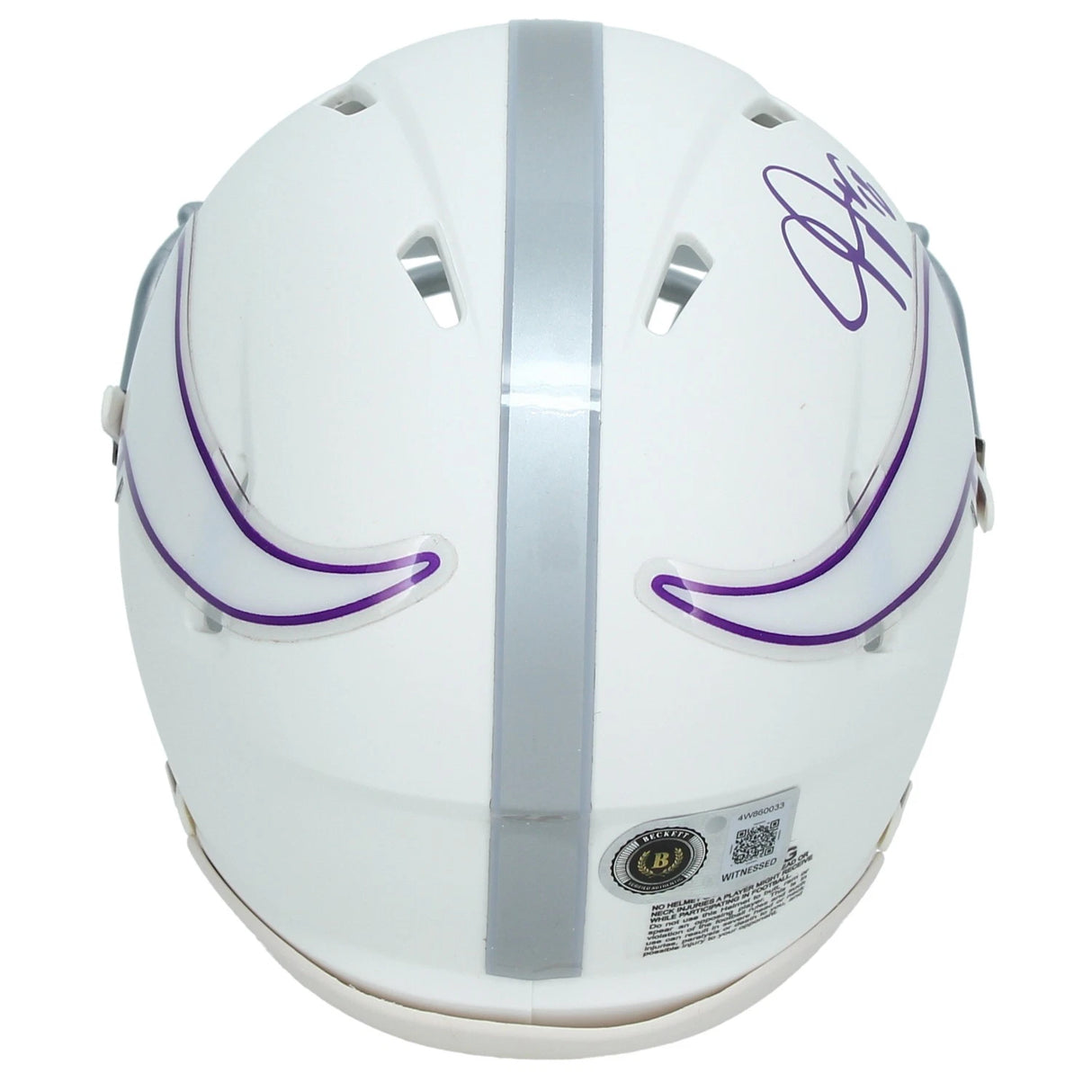 Justin Jefferson Autographed Minnesota Vikings White 2024 Alternate Speed Mini Helmet Beckett Witnessed