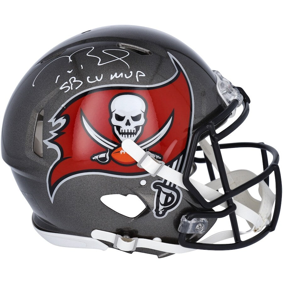 TOM BRADY Autographed/Inscribed "SB LV MVP" Tampa Bay Buccaneers Speed Authentic Helmet FANATICS
