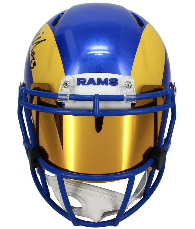 Kyren Williams Autographed Los Angeles Rams Speed Authentic Helmet with Gold Visor & 3D Bumpers Beckett Witnessed