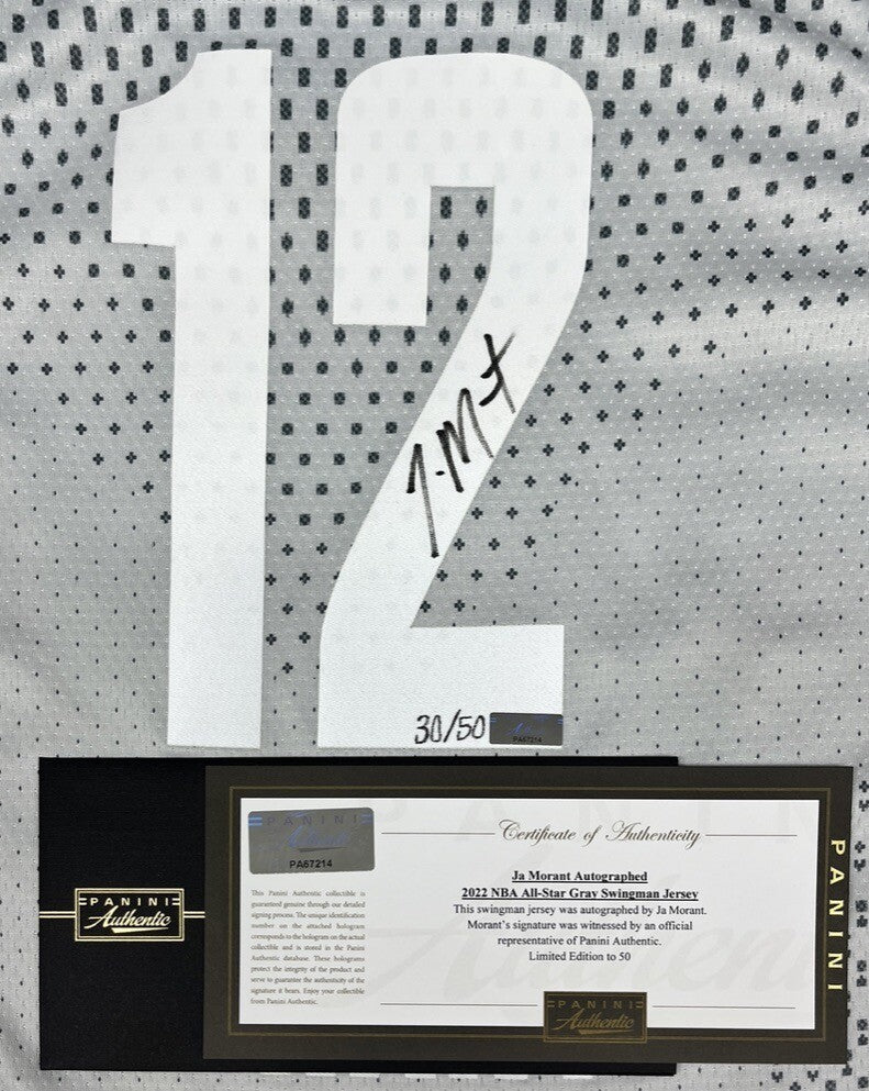 JA MORANT Autographed 2022 NBA-All Star Gray Nike Swingman Jersey LE 50 PANINI