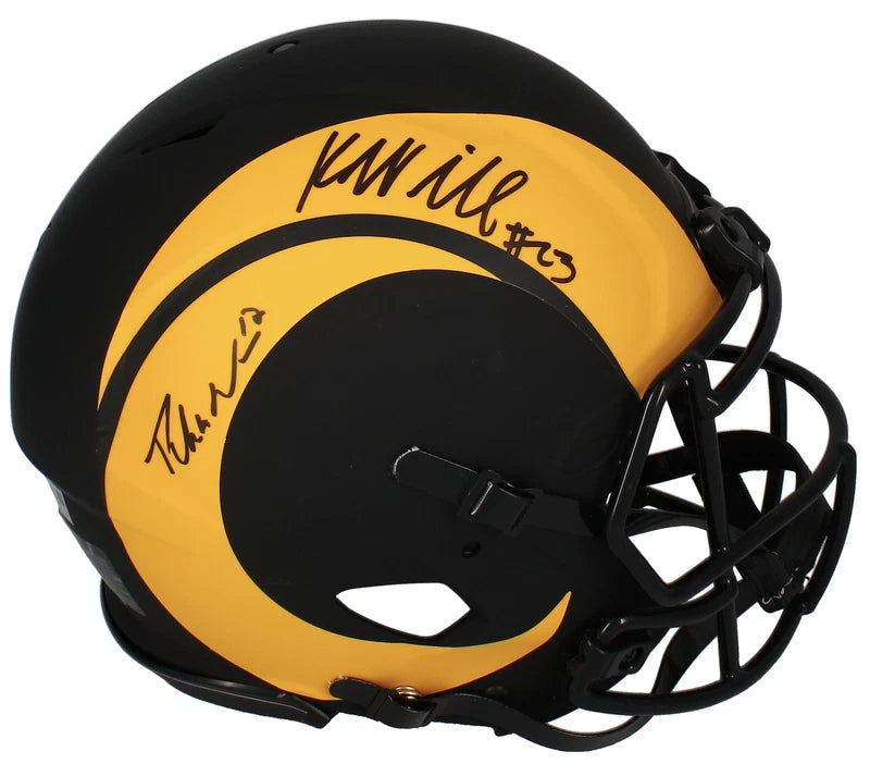 Kyren Williams/Puka Nacua Dual Autographed Los Angeles Rams Eclipse Speed Authentic Helmet Beckett/Fanatics