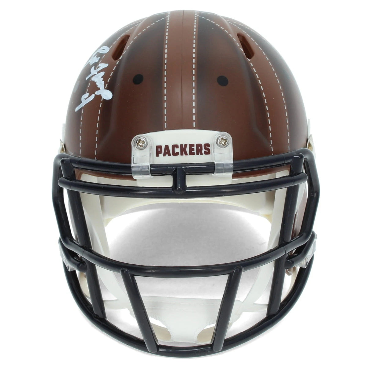 Brett Favre Autographed Green Bay Packers Brown 2025 Alternate Mini Helmet Radtke