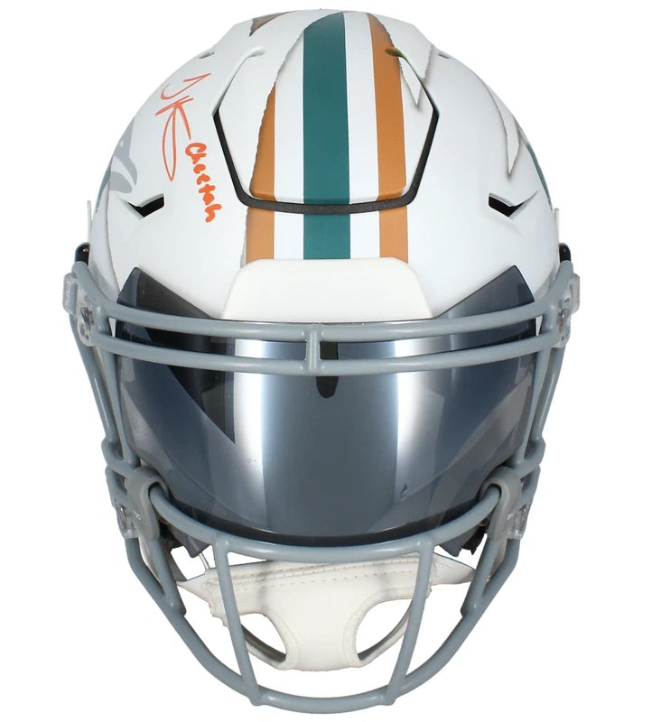 Tyreek Hill Autgraphed/Inscribed "CHEETAH" Miami Dolphins FSM Custom Painted "Ripped" Speedflex Authentic Helmet Beckett Witnessed LE 2/2