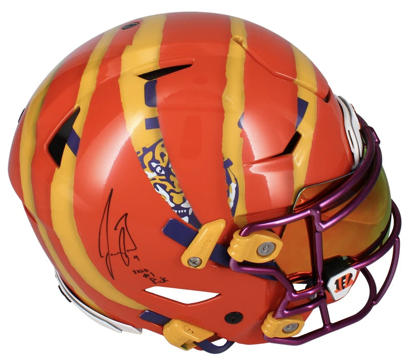 Joe Burrow Autographed/Inscribed "2020 #1 Pick" Cincinnati Bengals/LSU Tgers "Mash Up" FSM Custom Painted Speedflex Authentic Helmet Fanatics