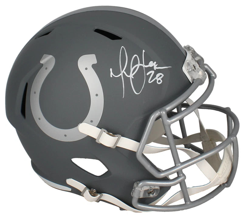 Marshall Faulk Autographed Indianapolis Colts Slate Speed Full Size Helmet Beckett Witnessed
