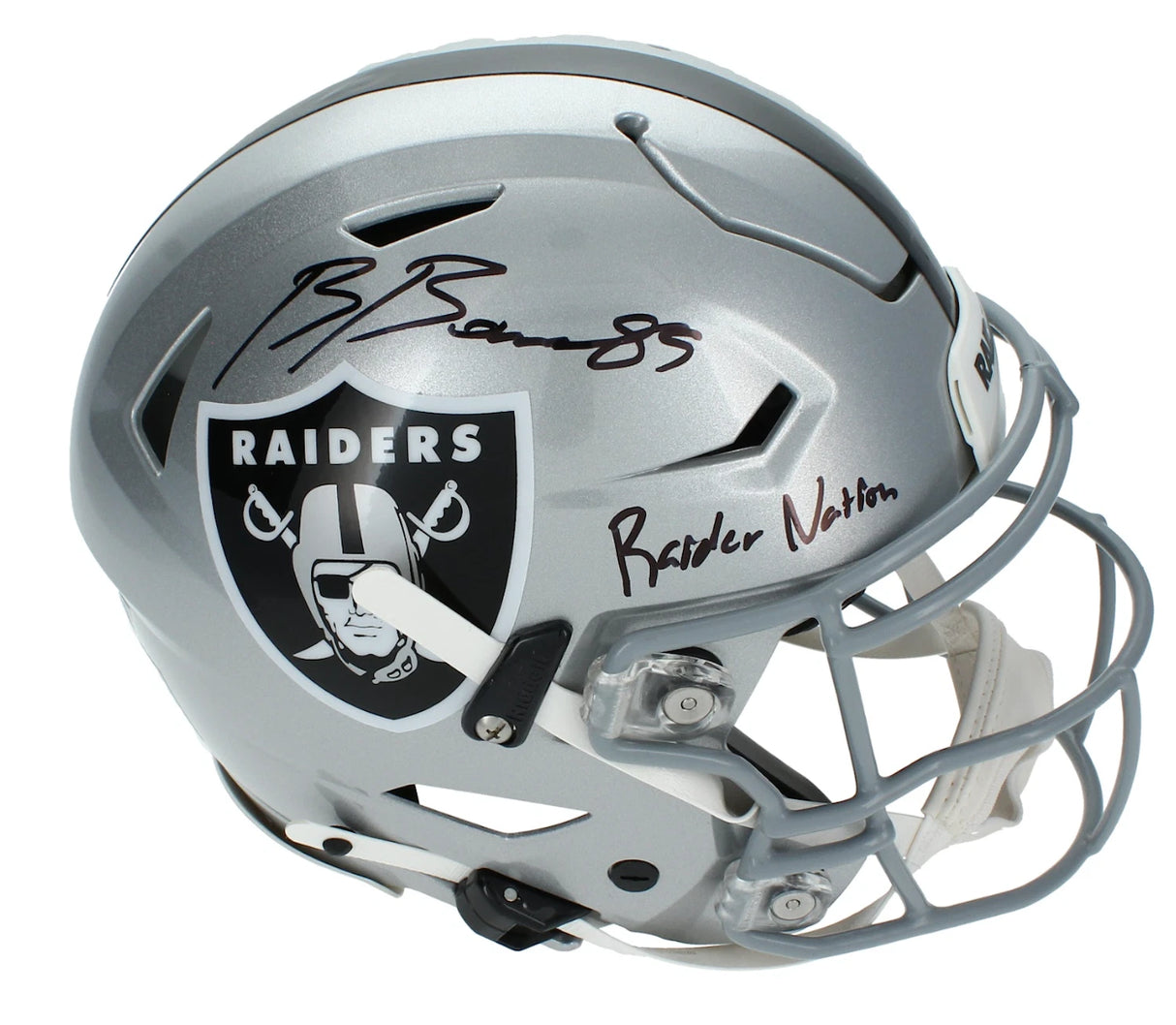 Brock Bowers Autographed/Inscribed "Raider Nation" Las Vegas Raiders Speedflex Authentic Helmet Beckett Witnessed