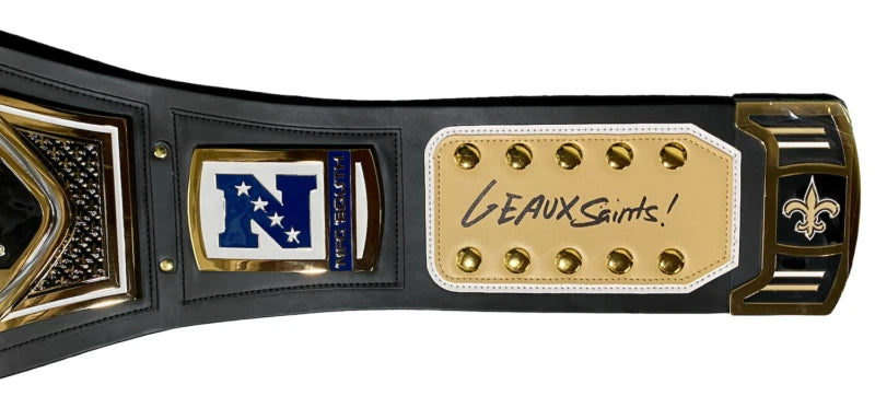 Rashid Shaheed Autographed/Inscribed "Geaux Saints" New Orleans Saints Replica Title Belt Beckett Witnessed