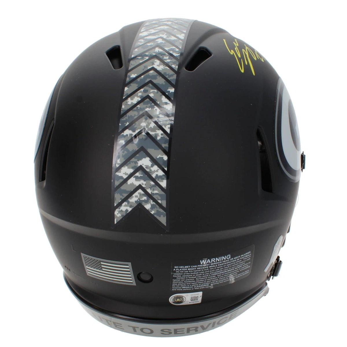 Eddie Lacy Autographed Green Bay Packers 2026 Salute to Service Speed Authentic Helmet Beckett Witnessed