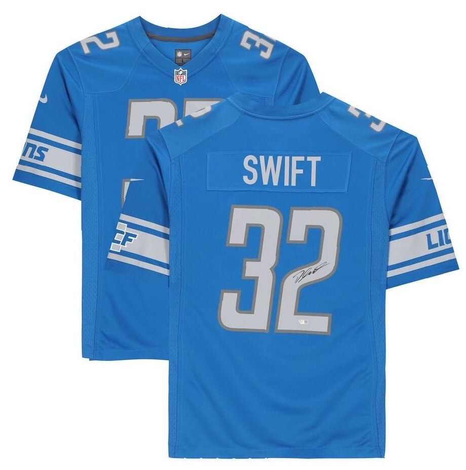 D'ANDRE SWIFT Autographed Detroit Lions Blue Nike Game Jersey FANATICS
