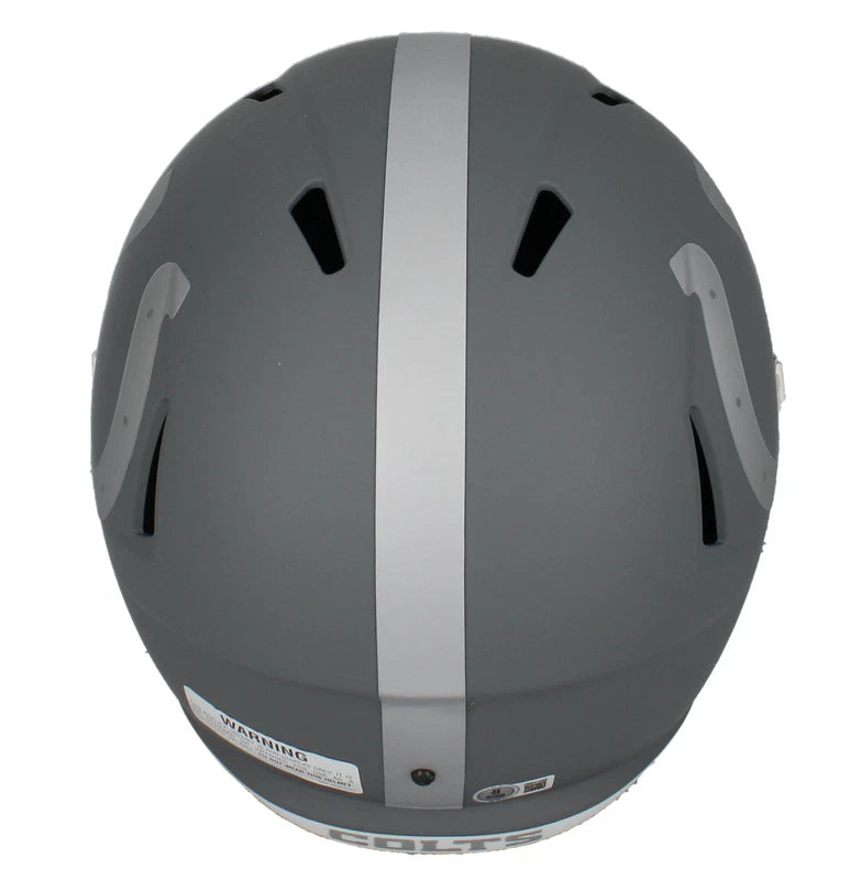 Marshall Faulk Autographed Indianapolis Colts Slate Speed Full Size Helmet Beckett Witnessed