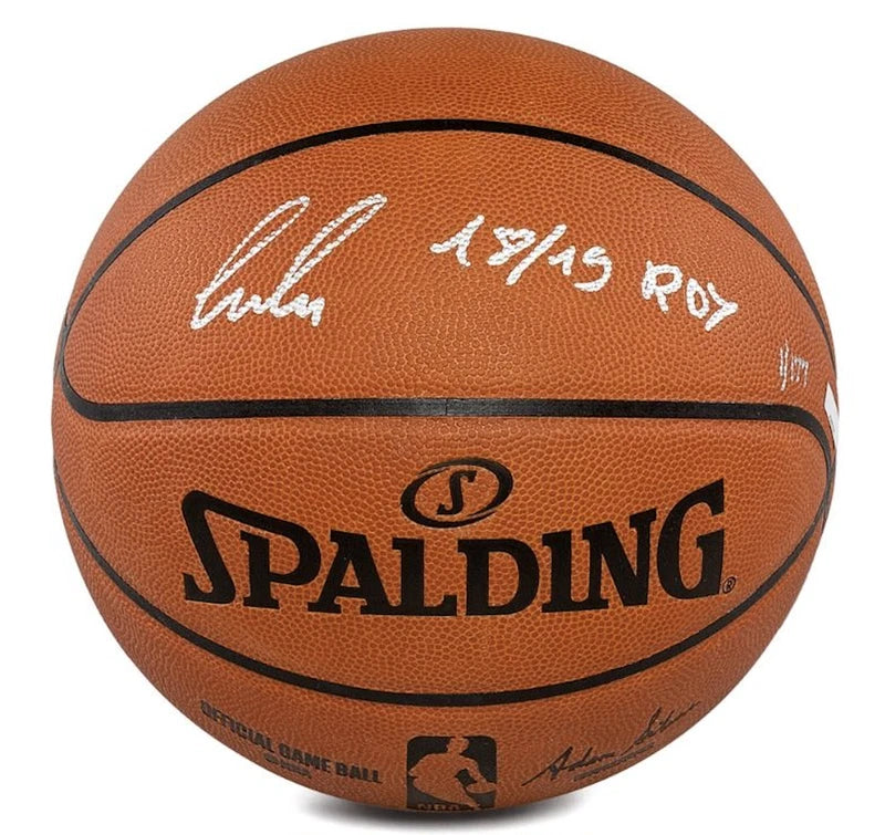 Luka Doncic Autographed/Inscribed "18/19 ROY" Official NBA Spalding Basketball Panini LE 1/177