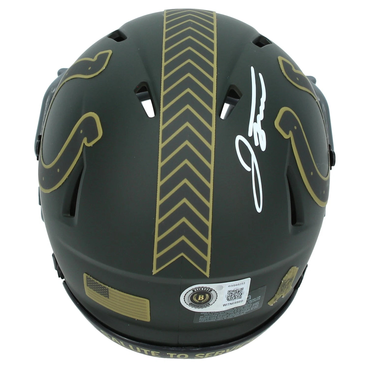 Jonathan Taylor Autographed Indianapolis Colts 2025 Salute to Service Speed Mini Helmet Beckett Witnessed