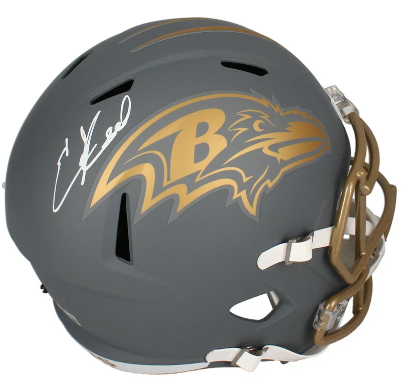 Ed Reed Autographed Baltimore Ravens Slate Speed Full Size Helmet Beckett Witnessed
