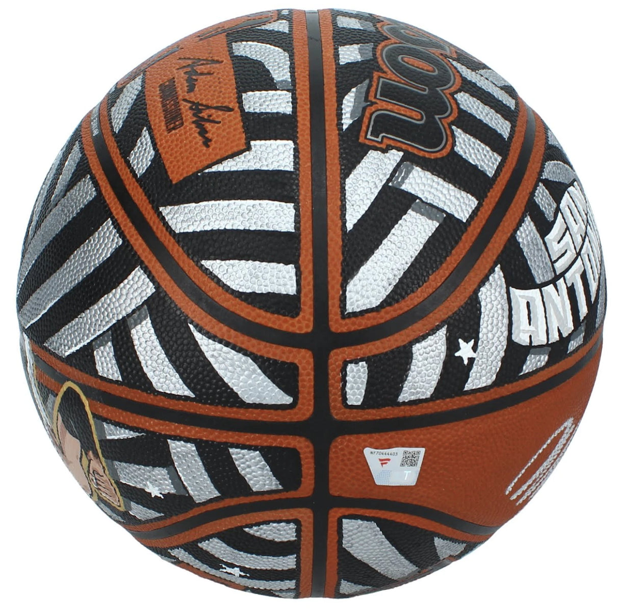 Victor Wembayana Autographed San Antonio Spurs Hand Painted Wilson Official NBA Authentic Basketball Fanatics LE 1/1