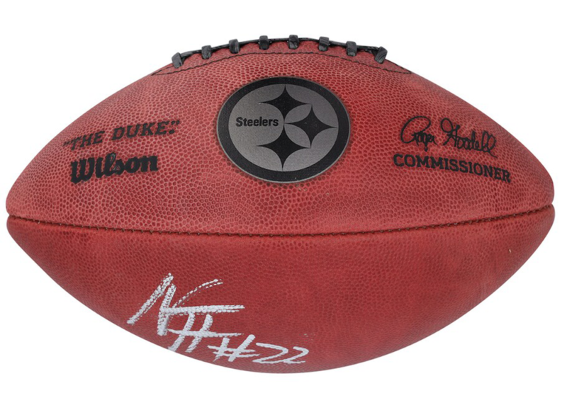 Najee Harris Autographed Pittsburgh Steelers Metallic Logo Official NFL Wilson Duke Football